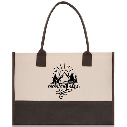 Adventure Cotton Canvas Chic Tote Bag Camping Tote Camping Lover Gift Tote Bag Outdoor Tote Weekender Tote Camper Tote Multipurpose Tote