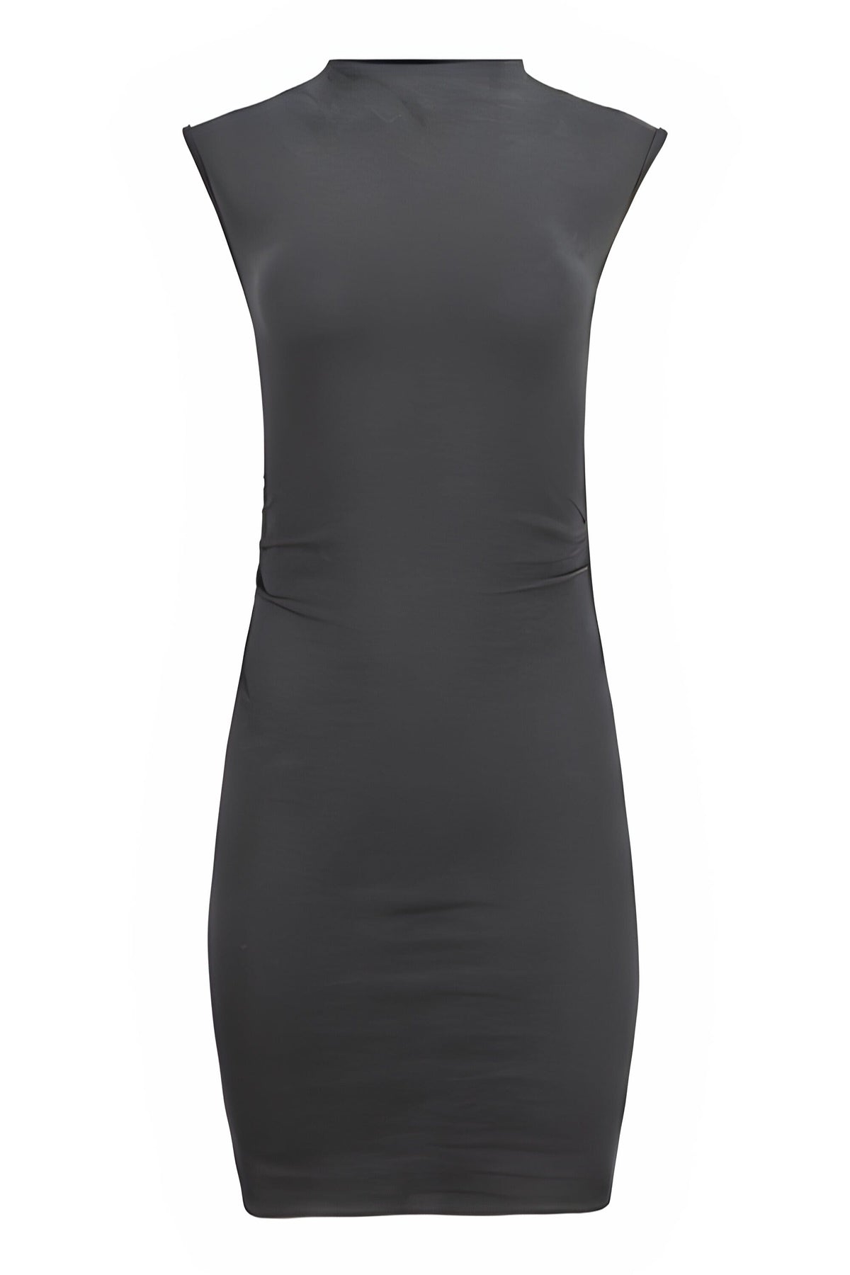 Kara Cotton Mock Neck Ruched Mini Dress