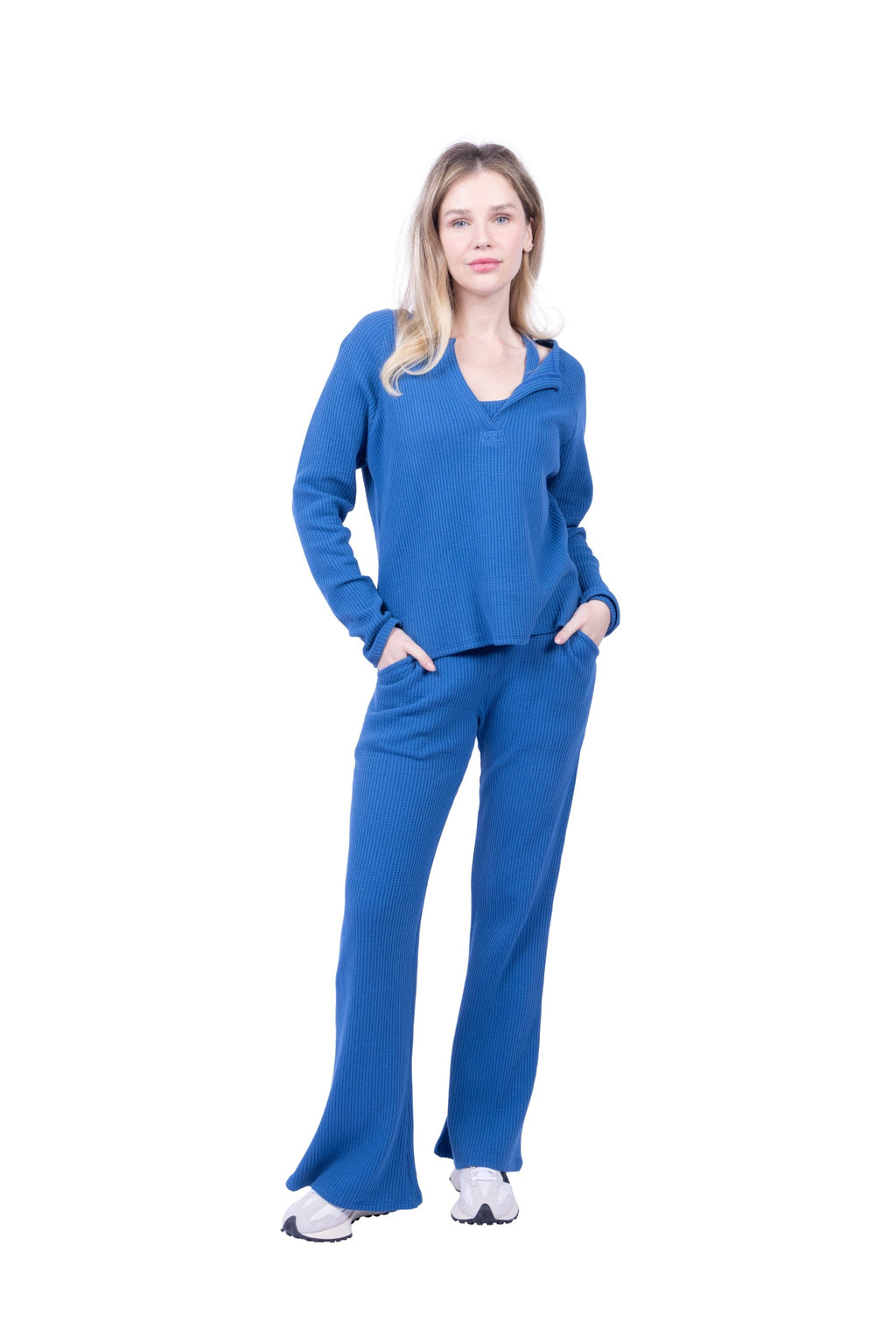 Jules Waffle Knit Organic Cotton V-Neck Pullover