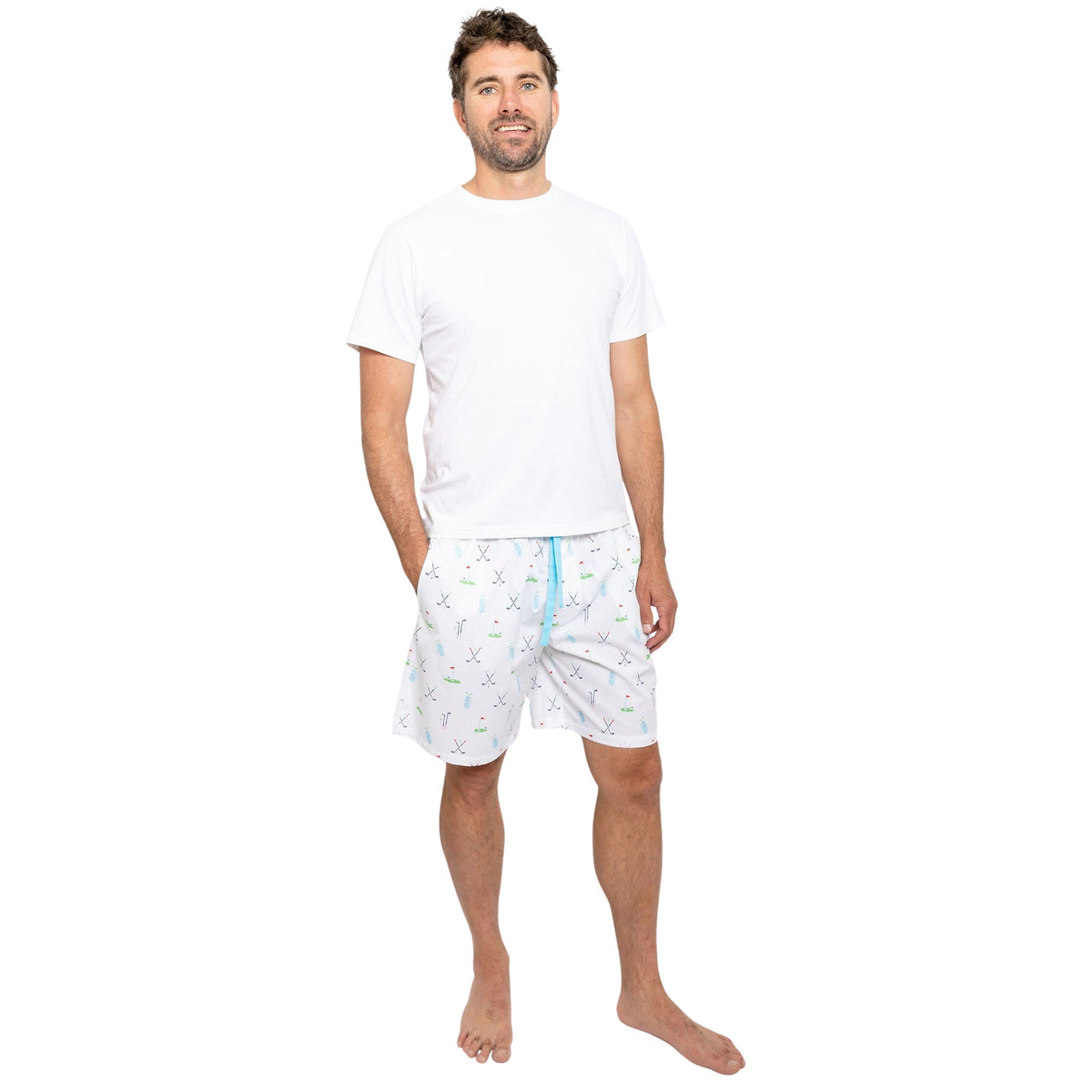 Men's Golf Sleep Shorts - Organic Cotton Poplin