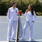 Men's Tennis Navy Long PJ Set - Organic Cotton Poplin