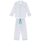 Men's Tennis Navy Long PJ Set - Organic Cotton Poplin
