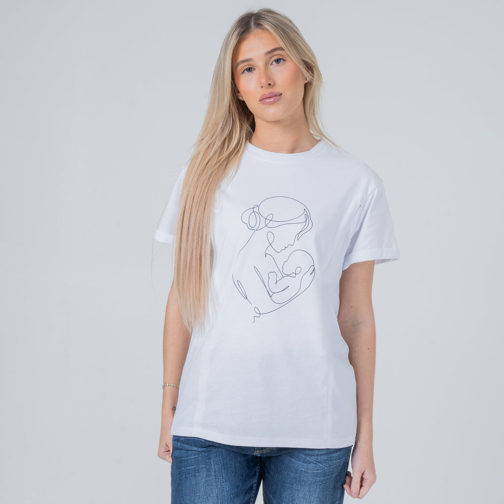 Motherhood Line Art Organic Cotton Nursing Tee
