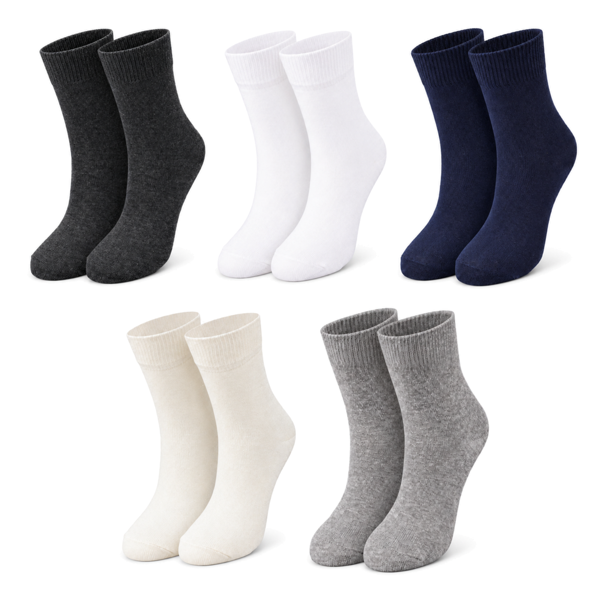 tittimitti® Kids' 98% Organic Cotton Crew Socks 5-Pack – Soft Breathable School Socks