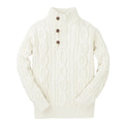 Mock Neck Organic Cable Sweater with Buttons - Baby