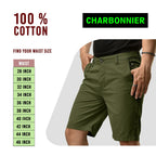CHARBONNIER Men's Chino Shorts Performance Series 100% Cotton Army Size 30