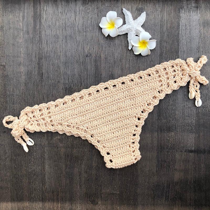 Handmade Vintage Crochet Bikinis Knitted Cotton Swimwear