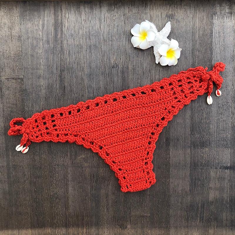 Handmade Vintage Crochet Bikinis Knitted Cotton Swimwear