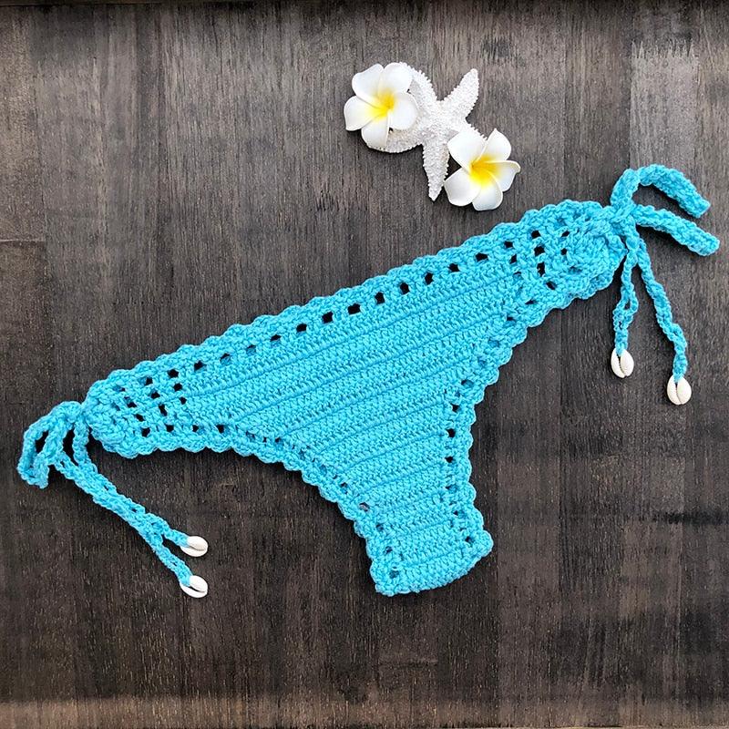 Handmade Vintage Crochet Bikinis Knitted Cotton Swimwear