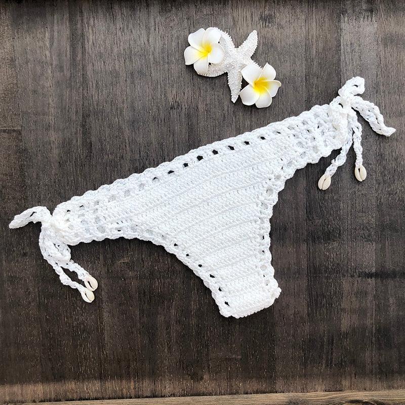 Handmade Vintage Crochet Bikinis Knitted Cotton Swimwear