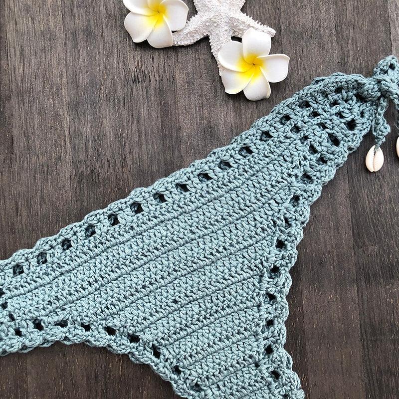 Handmade Vintage Crochet Bikinis Knitted Cotton Swimwear