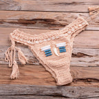 Vintage Blue Bikinis 2 Piece Knitted Beach Wear Bathing Suit