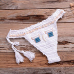 Vintage Blue Bikinis 2 Piece Knitted Beach Wear Bathing Suit