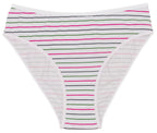 Printed Cotton High Waist Bikini with Picot Trim