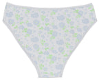 Printed Cotton High Waist Bikini with Picot Trim