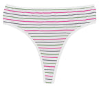 Printed Cotton High Waist Thong with Picot Trim