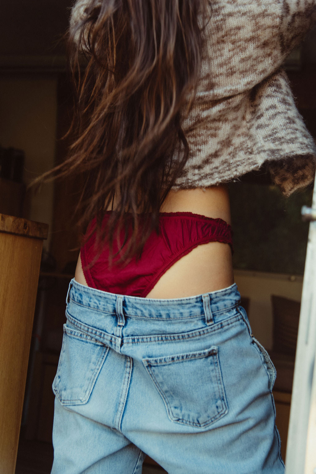 The burgundy frilly panties - 100% organic pima cotton