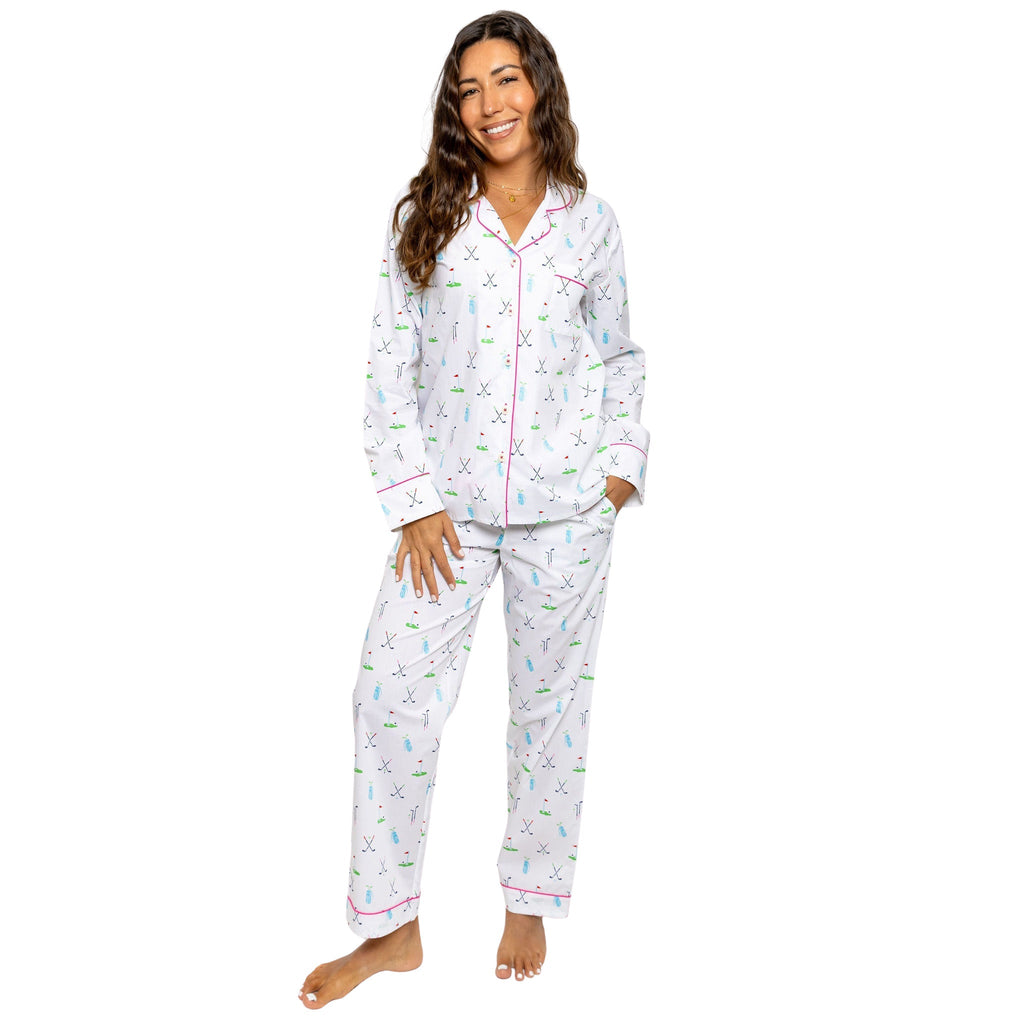 Women's Golf Long PJ Set - Organic Cotton Poplin