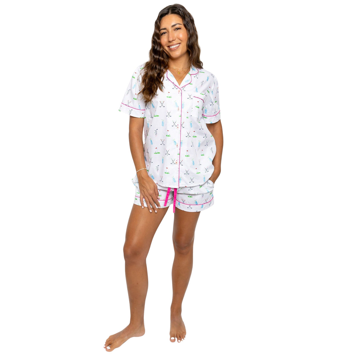 Women's Golf Short PJ Set - Organic Cotton Poplin