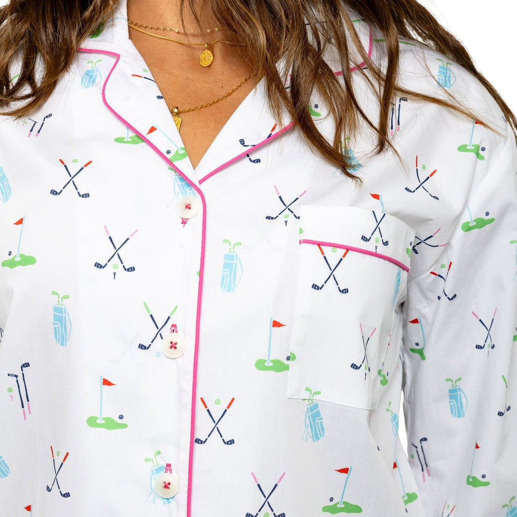 Women's Golf Long PJ Set - Organic Cotton Poplin