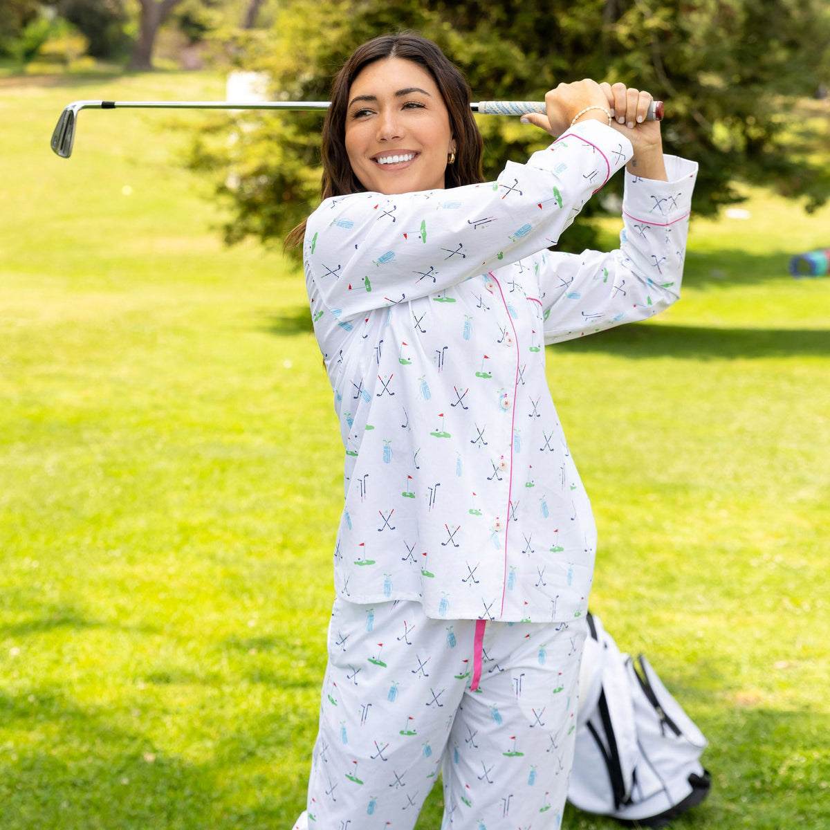 Women's Golf Long PJ Set - Organic Cotton Poplin