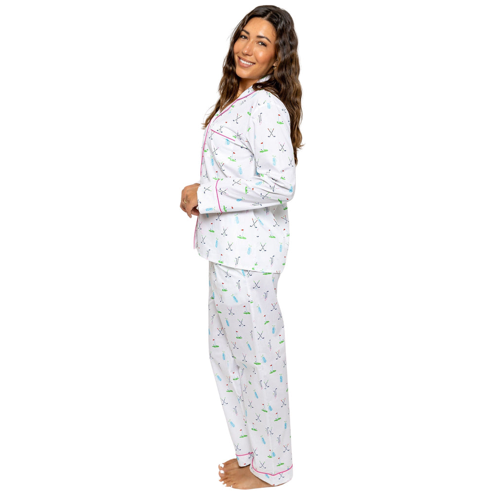 Women's Golf Long PJ Set - Organic Cotton Poplin