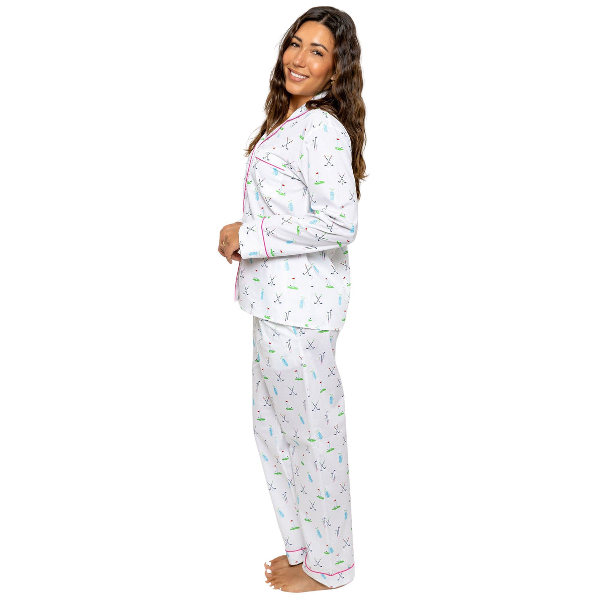 Women's Golf Long PJ Set - Organic Cotton Poplin