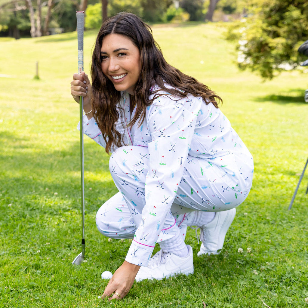 Women's Golf Long PJ Set - Organic Cotton Poplin