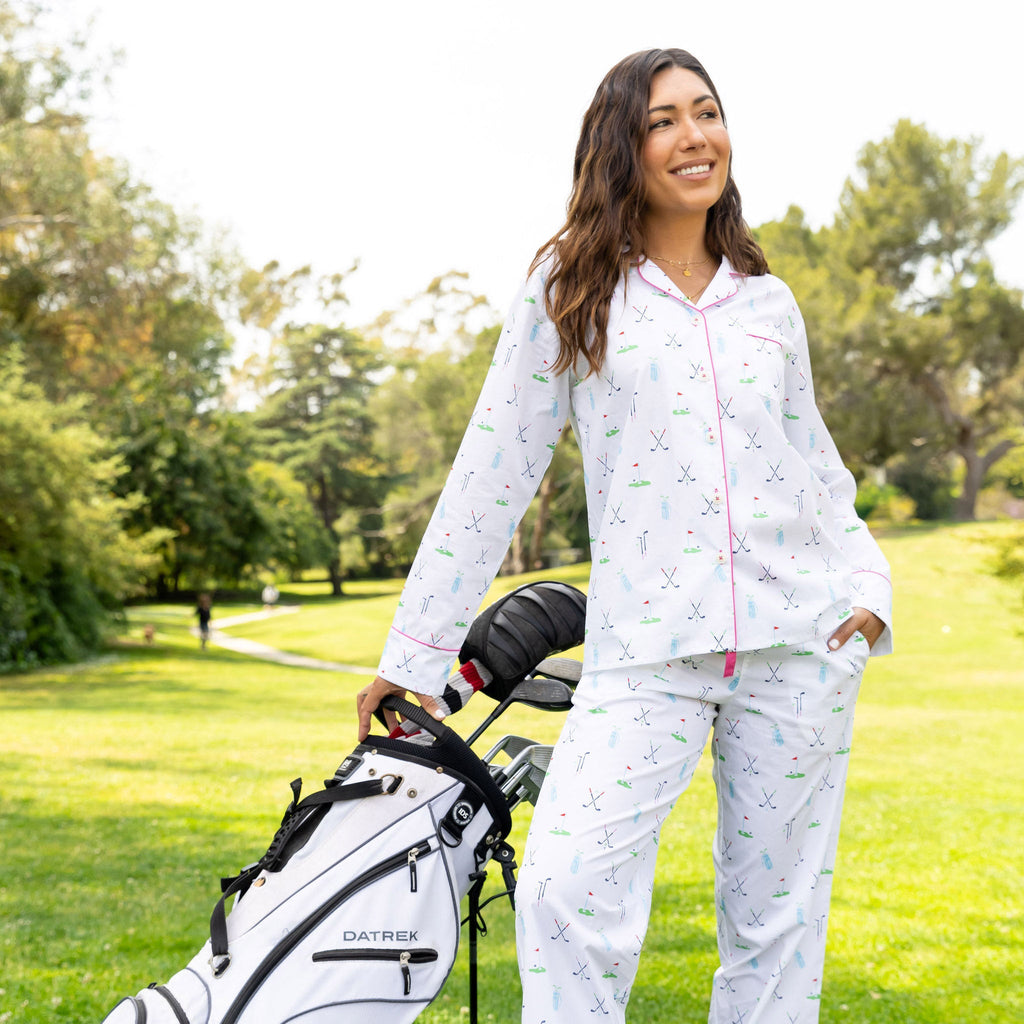 Women's Golf Long PJ Set - Organic Cotton Poplin