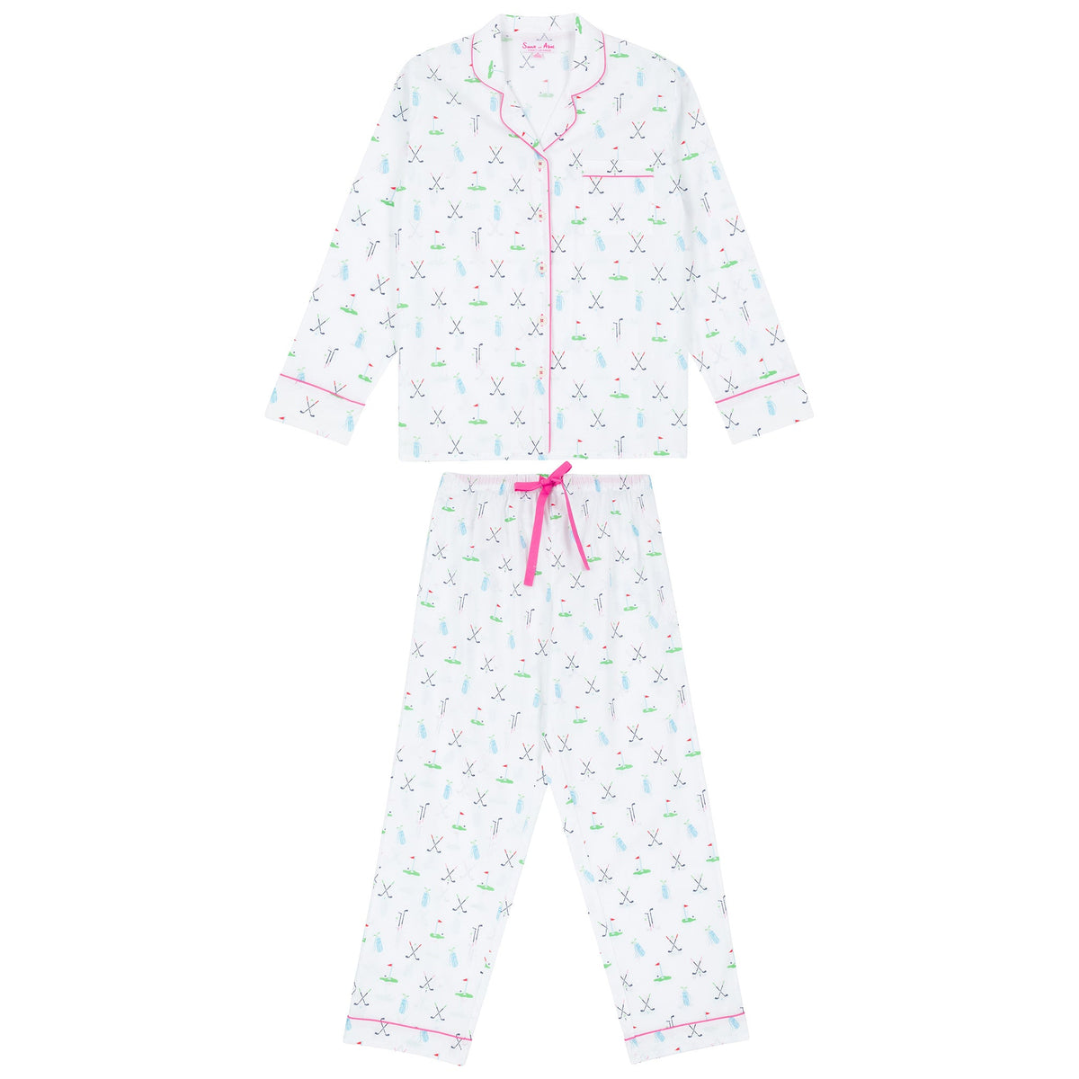 Women's Golf Long PJ Set - Organic Cotton Poplin