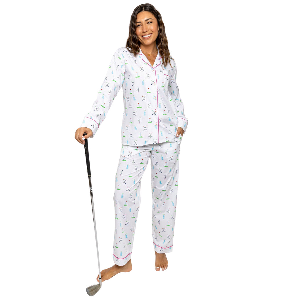 Women's Golf Long PJ Set - Organic Cotton Poplin