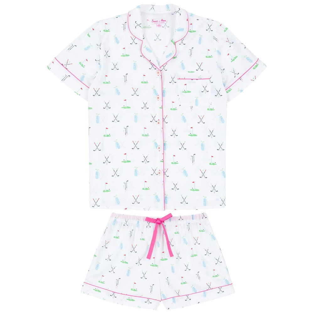 Women's Golf Short PJ Set - Organic Cotton Poplin