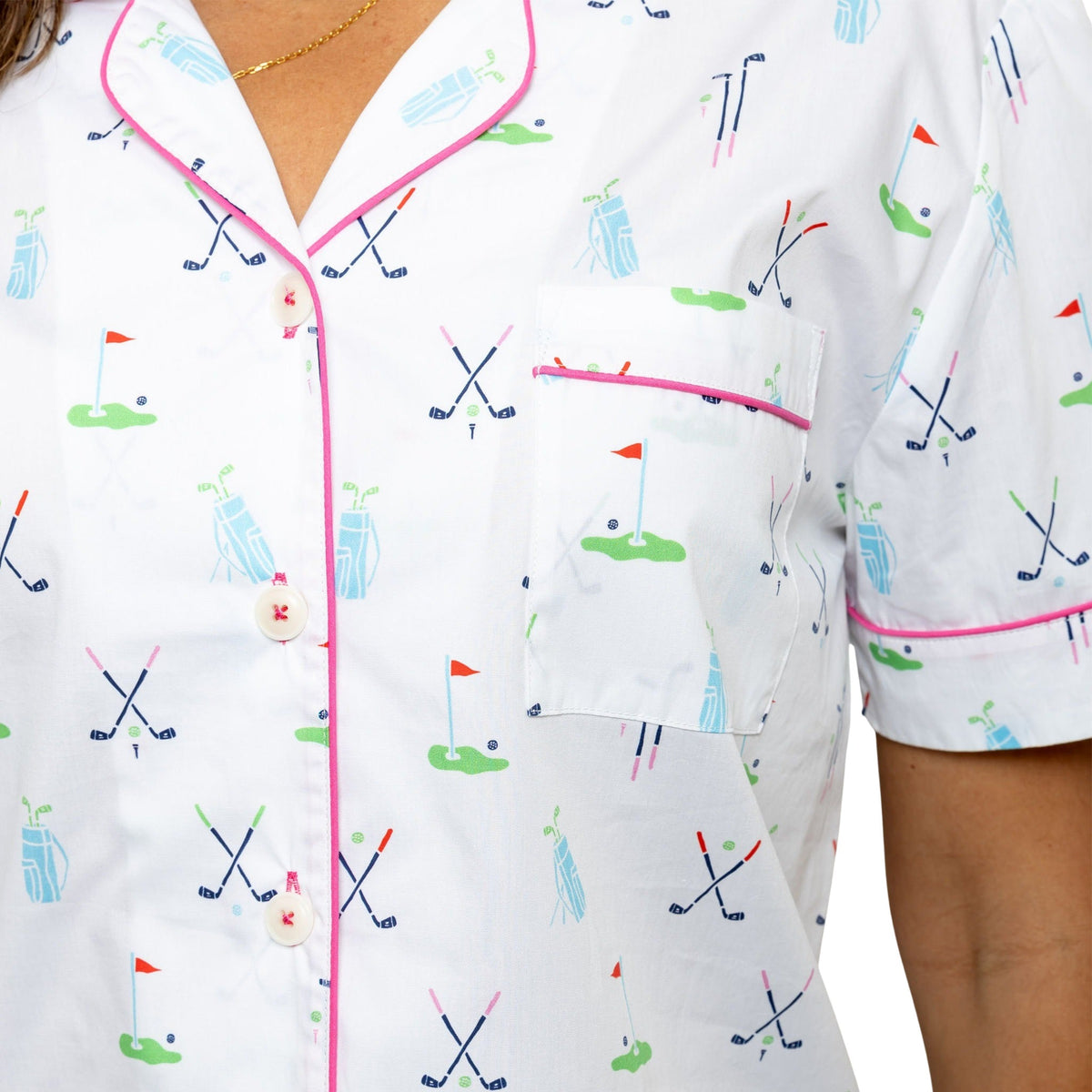 Women's Golf Short PJ Set - Organic Cotton Poplin